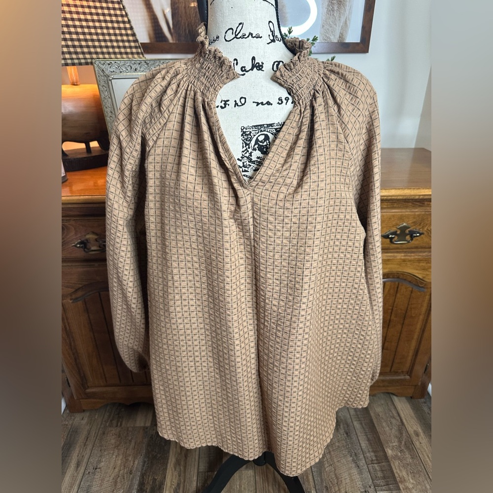 BUCKETLIST Tan Textured Blouse